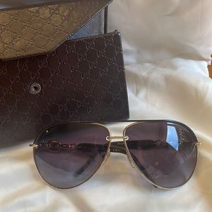 Gucci 4230/S Aviator Sunglasses Aubergine HA Brown Gradient Lens w/ Rhinestones
